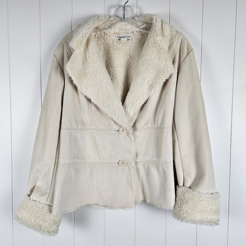 Jacket Faux Suede Fux Fur Ivory Y2k Penny Lane Womens Large